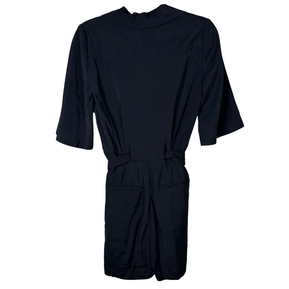 Ba&sh Calia Black Mini Romper Short Sleeve Belted Wrap Front Size S